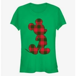Best deal 😀 Disney Mickey Mouse Holiday Plaid Outline Classic Girls T-Shirt 🤩
