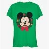 Budget 👏 Disney Mickey Mouse Face Holiday Wreath Classic ⌛ Girls T-Shirt ✔️