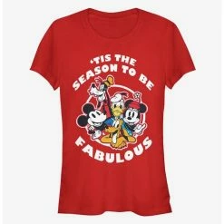 Promo 👍 Disney Mickey Mouse 'Tis The Season To Be Fabulous Classic Girls T-Shirt 👏
