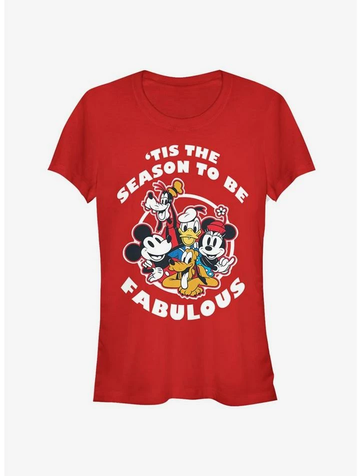 Promo 👍 Disney Mickey Mouse 'Tis The Season To Be Fabulous Classic Girls T-Shirt 👏 1 Promo 👍 Disney Mickey Mouse 'Tis The Season To Be Fabulous Classic Girls T-Shirt 👏