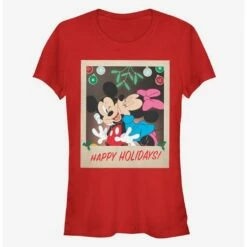 New ✨  Disney Mickey Mouse And Minnie Mouse Holiday Polaroid Classic  Girls T-Shirt 💯