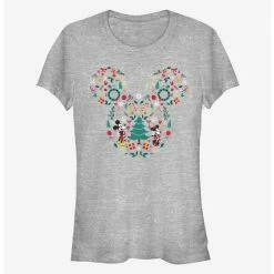 Best deal ❤️ Disney Mickey Mouse Head Holiday Filled Classic 😀 Girls T-Shirt ⌛