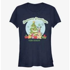 Promo 🔥 Disney Pluto Holiday Seasons Greetings From Grandpa Classic Girls T-Shirt ❤️