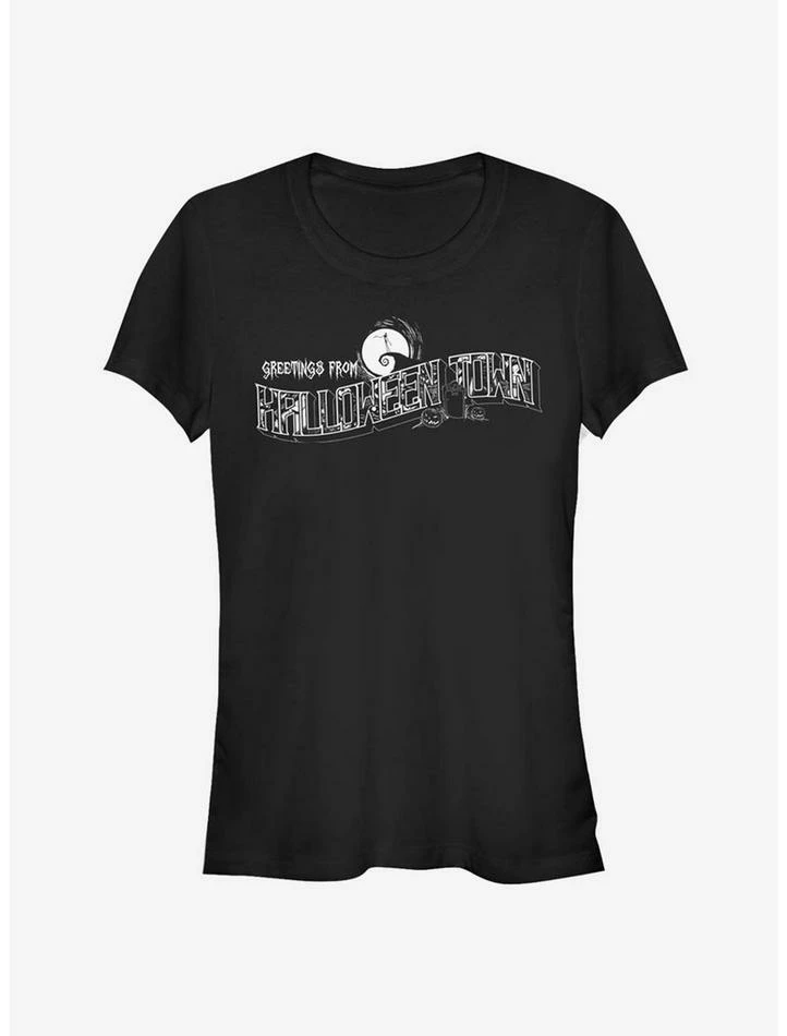 Hot Sale β Disney The Nightmare Before π Christmas Greetings From Halloweentown Classic Girls T-Shirt π― 1 Hot Sale β Disney The Nightmare Before π Christmas Greetings From Halloweentown Classic Girls T-Shirt π―