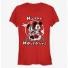 Promo 🥰 Disney Mickey Mouse And Minnie Mouse Happy Holidays Classic ❤️ Girls T-Shirt ⭐