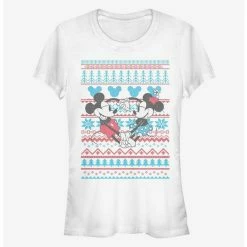 Discount ❤️ Disney Mickey Mouse And Minnie Mouse Holiday Sweater Classic 🌟 Girls T-Shirt ❤️