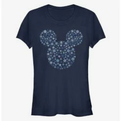 Flash Sale 😀 Disney Mickey Mouse Holiday Head Snowflake Outline Classic Girls T-Shirt 👏