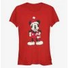 Budget ✨ Disney Mickey Mouse 🌟 Christmas Santa Hat Classic Girls T-Shirt 🥰