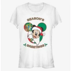 Brand new 🎁 Disney Mickey Mouse Holiday Season's Greetings Classic Girls T-Shirt 🎉