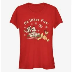 Best reviews of 💯 Disney Mickey Mouse And Minnie Mouse Holiday Oh What Fun! Classic Girls T-Shirt 🧨
