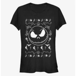 Top 10 🔥  The Nightmare Before  Christmas Jack Face Spooky Outline 💯  Girls T-Shirt ✨