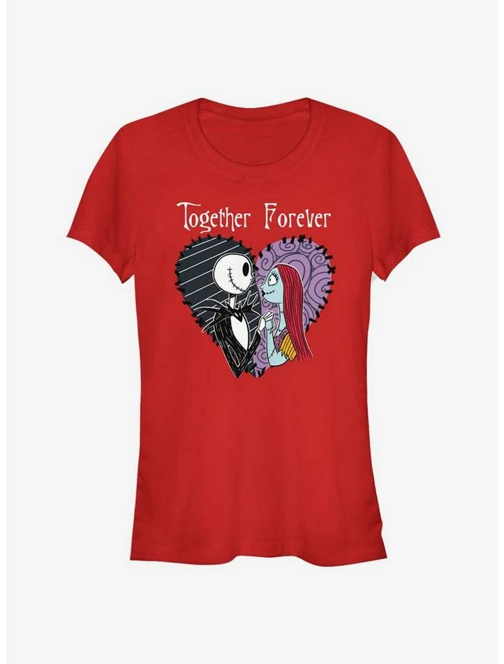 Best Pirce 🥰 The Nightmare Before Christmas Jack & Sally Together Forever Girls T-Shirt 🎉 3 Best Pirce 🥰 The Nightmare Before Christmas Jack & Sally Together Forever Girls T-Shirt 🎉 - Image 3