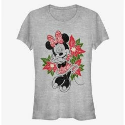 Hot Sale 🥰 Disney Minnie Mouse Holiday Poinsettia Classic Girls T-Shirt 👏