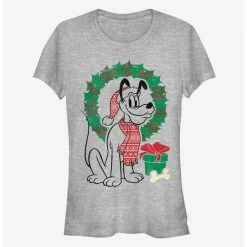 Best reviews of ✔️ Disney Pluto Holiday Wreath Outline Classic 🧨  Girls T-Shirt 🎉