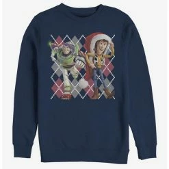 Discount 😍 Disney Pixar Toy Story Argyle Christmas Crew Sweatshirt ✨