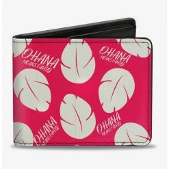 New 😀 Disney Lilo Stitch Ohana Means Family Bounding Dress Leaves Bi-fold Wallet 🌟