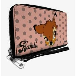 New 😉 Disney Bambi Dots Zip Around Wallet ❤️