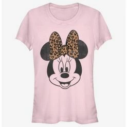 Brand new ๐งจ Disney Mickey Mouse Modern Minnie Face Leopard Girls T-Shirt โ๏ธ