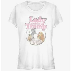 Best Pirce 🎁 Disney Lady And The Tramp Cirlcle Logo 🛒 Girls T-Shirt ⭐
