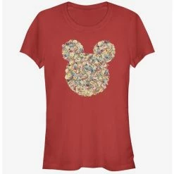 New ❤️ Disney Mickey Mouse Floral Mickey Head 💯 Girls T-Shirt 🔔 -Dressup Outfits Shop 14115533 hi