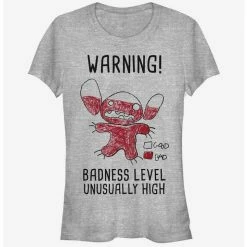 New 🌟 Disney Lilo & Stitch Warning Drawing Sitch Girls T-Shirt 💯