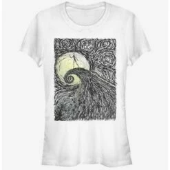 Discount 👍 Disney The Nightmare Before Christmas Spiral HIll Painting Classic Girls T-Shirt 🧨