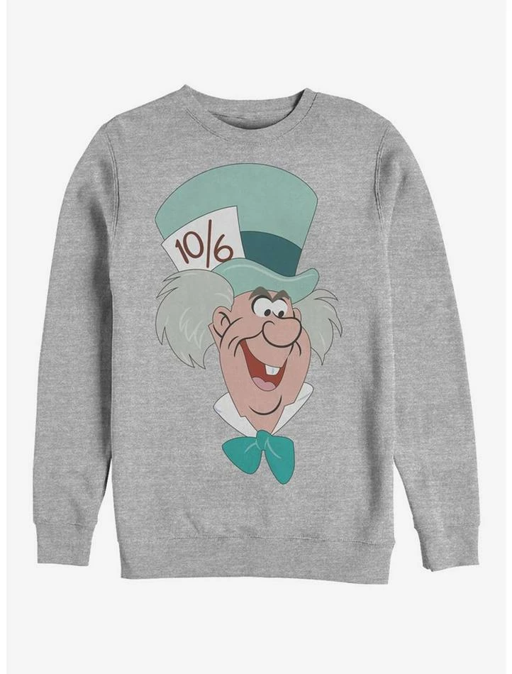 Brand new ⭐ Disney Alice In Wonderland Mad Hatter Big Face Crew Sweatshirt 🔥 1 Brand new ⭐ Disney Alice In Wonderland Mad Hatter Big Face Crew Sweatshirt 🔥