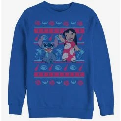 Flash Sale ⭐ Disney Lilo & Stitch Holiday Lilo Hawaiian Pattern Crew Sweatshirt 👍