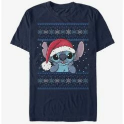 Cheapest 💯 Disney Lilo & Stitch Holiday Stitch Wearing Santa Hat T-Shirt ✨