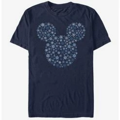 Buy 🥰 Disney Mickey Mouse Holiday Mickey Ear Snowflakes T-Shirt 🔥