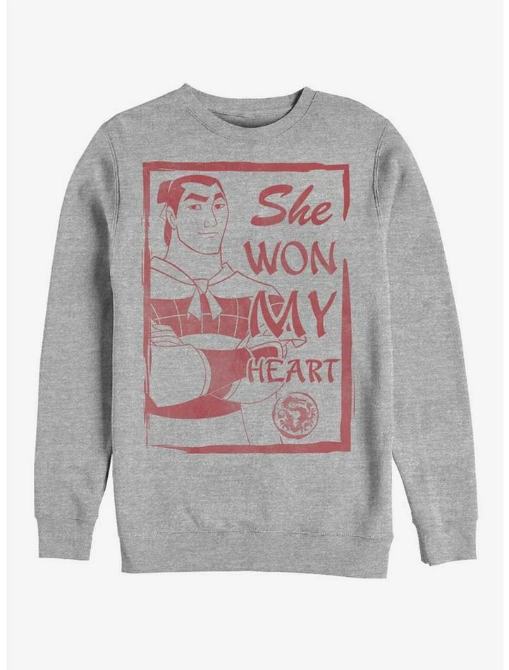 Budget 🔥 Disney Mulan Li Shang She Won My Heart Crew Sweatshirt ⌛ 1 Budget 🔥 Disney Mulan Li Shang She Won My Heart Crew Sweatshirt ⌛