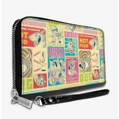 Cheap ✔️ Disney Pixar Movie Scenes Character Mashup Blocks Ivory Multi Color Zip Around Rectangle Wallet ⭐