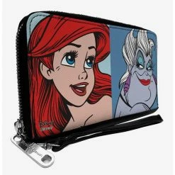 Hot Sale ✨ Disney The Little Mermaid Ariel and Ursula Face Blocks Zip Around Rectangle Wallet 🔥