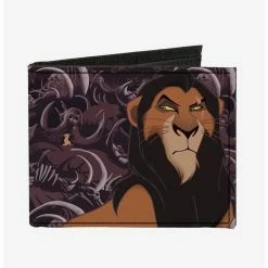 Coupon 🔔 Disney The Lion King Scar Pose Elephant Graveyard Bones Bifold Canvas Wallet 👍
