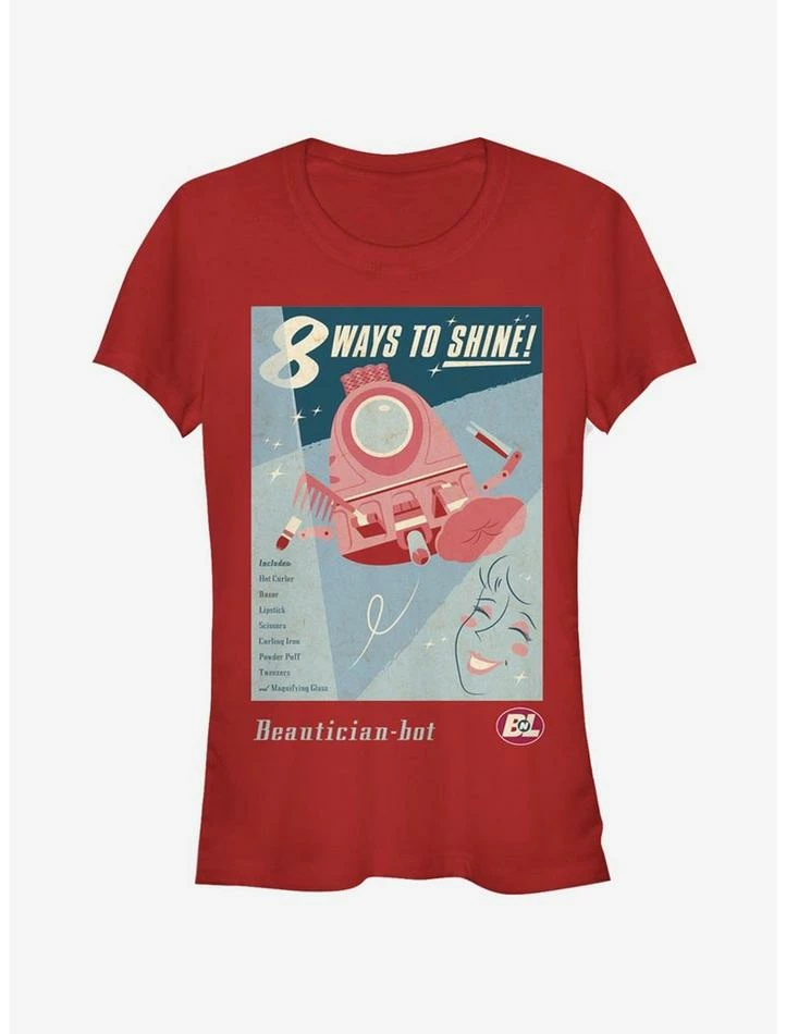 Outlet 🎉 Disney Pixar Wall-E Beautician Bot Poster Girls T-Shirt ⌛ 1 Outlet 🎉 Disney Pixar Wall-E Beautician Bot Poster Girls T-Shirt ⌛
