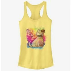 Wholesale ⭐ Disney Pixar Up Dug Watercolor Text Girls Tank 👍