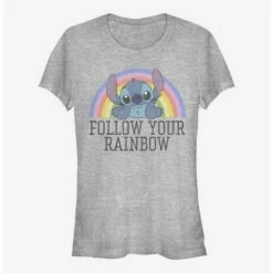 Promo 😍 Disney Lilo & Stitch Rainbow Girls T-Shirt ✔️