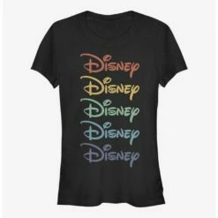 Best Pirce 🔔 Disney Classic Logo Rainbow Stacked Girls T-Shirt 😀