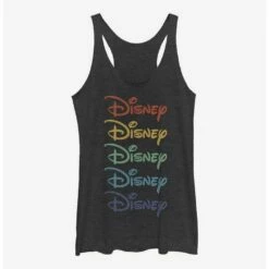 Promo 🤩 Disney Classic Rainbow Stacked Logo Girls Tank ✔️