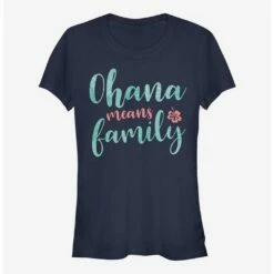Promo ⭐ Disney Lilo & Stitch Ohana Script 😀 Girls T-Shirt ⌛