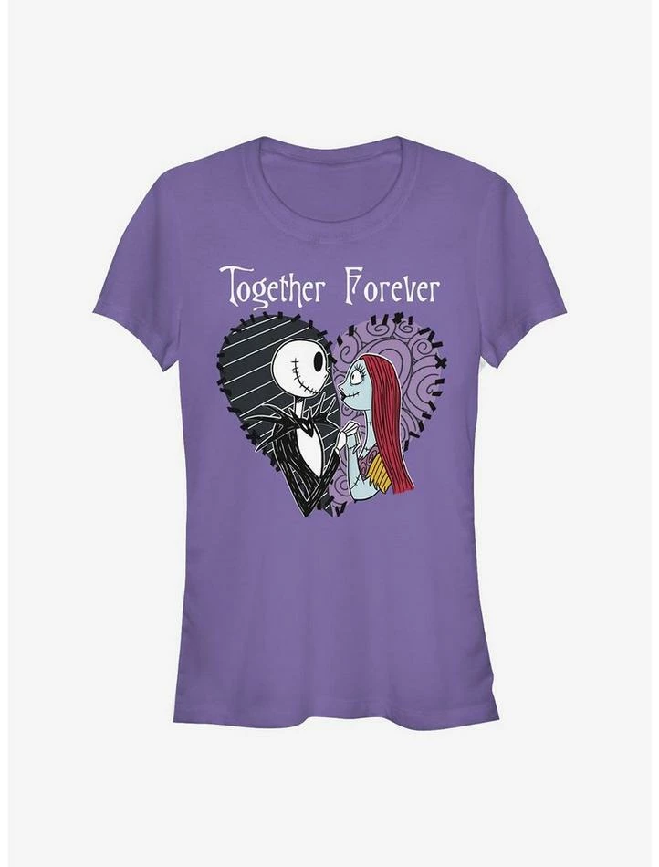 Best Pirce 🥰 The Nightmare Before Christmas Jack & Sally Together Forever Girls T-Shirt 🎉 2 Best Pirce 🥰 The Nightmare Before Christmas Jack & Sally Together Forever Girls T-Shirt 🎉 - Image 2
