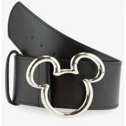 Outlet ✔️ Disney Mickey Mouse Ears Silver Buckle Vegan Leather Belt 🥰