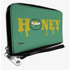 Deals ✔️ Winnie the Pooh Dripping Honey Green Yellow Zip Around Wallet ⌛