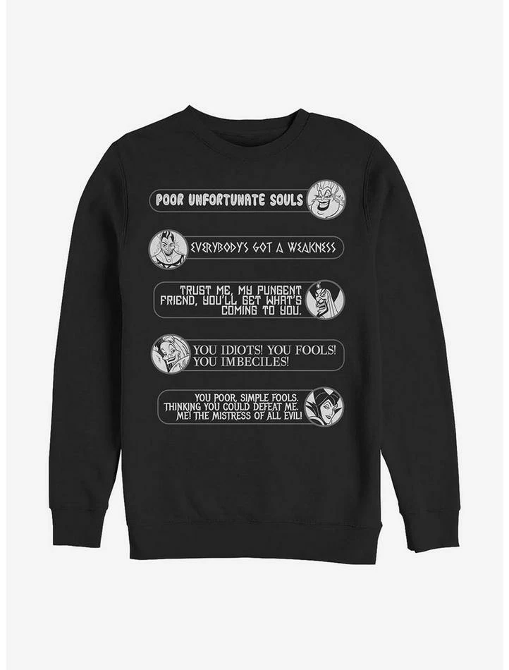 Best Sale ⭐ Disney Villains Villain Quotes Crew Sweatshirt ✨ 1 Best Sale ⭐ Disney Villains Villain Quotes Crew Sweatshirt ✨