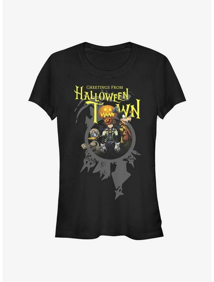 Best Pirce ✔️ Disney Kingdom Hearts Greetings Halloween Town Girls T-Shirt 🥰 1 Best Pirce ✔️ Disney Kingdom Hearts Greetings Halloween Town Girls T-Shirt 🥰