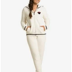 New 👍 Barefoot Dreams Classic Disney Minnie Mouse Hoodie Cream ⌛