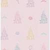 Budget ⭐ Disney Princesses Pink And Yellow Castle Peel & Stick Wallpaper 🎉