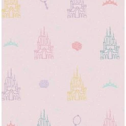 Budget ⭐ Disney Princesses Pink And Yellow Castle Peel & Stick Wallpaper 🎉