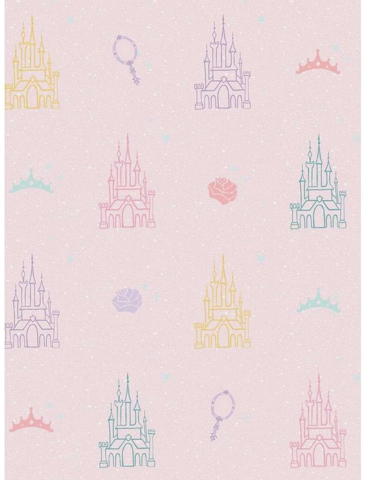 Budget ⭐ Disney Princesses Pink And Yellow Castle Peel & Stick Wallpaper 🎉 1 Budget ⭐ Disney Princesses Pink And Yellow Castle Peel & Stick Wallpaper 🎉