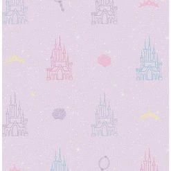 Flash Sale 🔔 Disney Princesses Purple and Pink Castle Peel & Stick Wallpaper 🎁